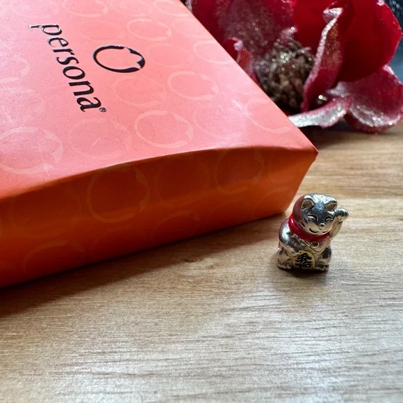 Chinese lucky cat charm (sterling silver) - Picture 9 of 9